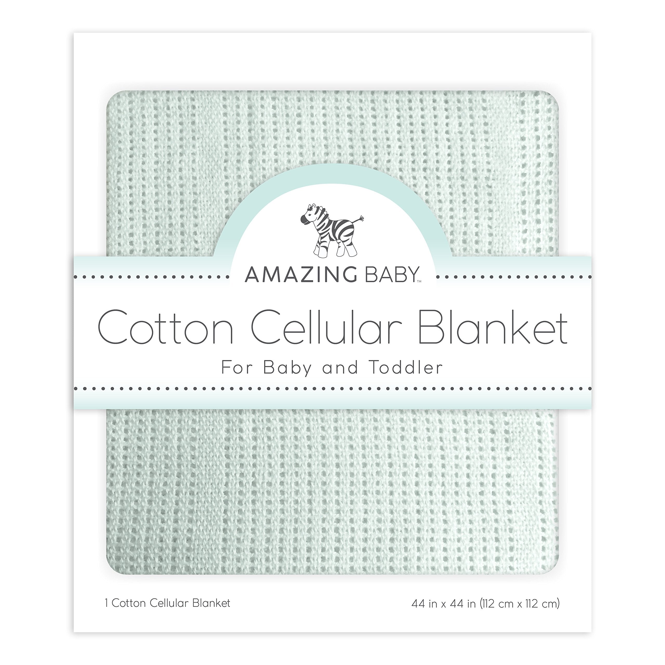 Amazing Baby cellular blanket SeaCrystal close-up; ultra-soft cotton for cozy baby snuggles.