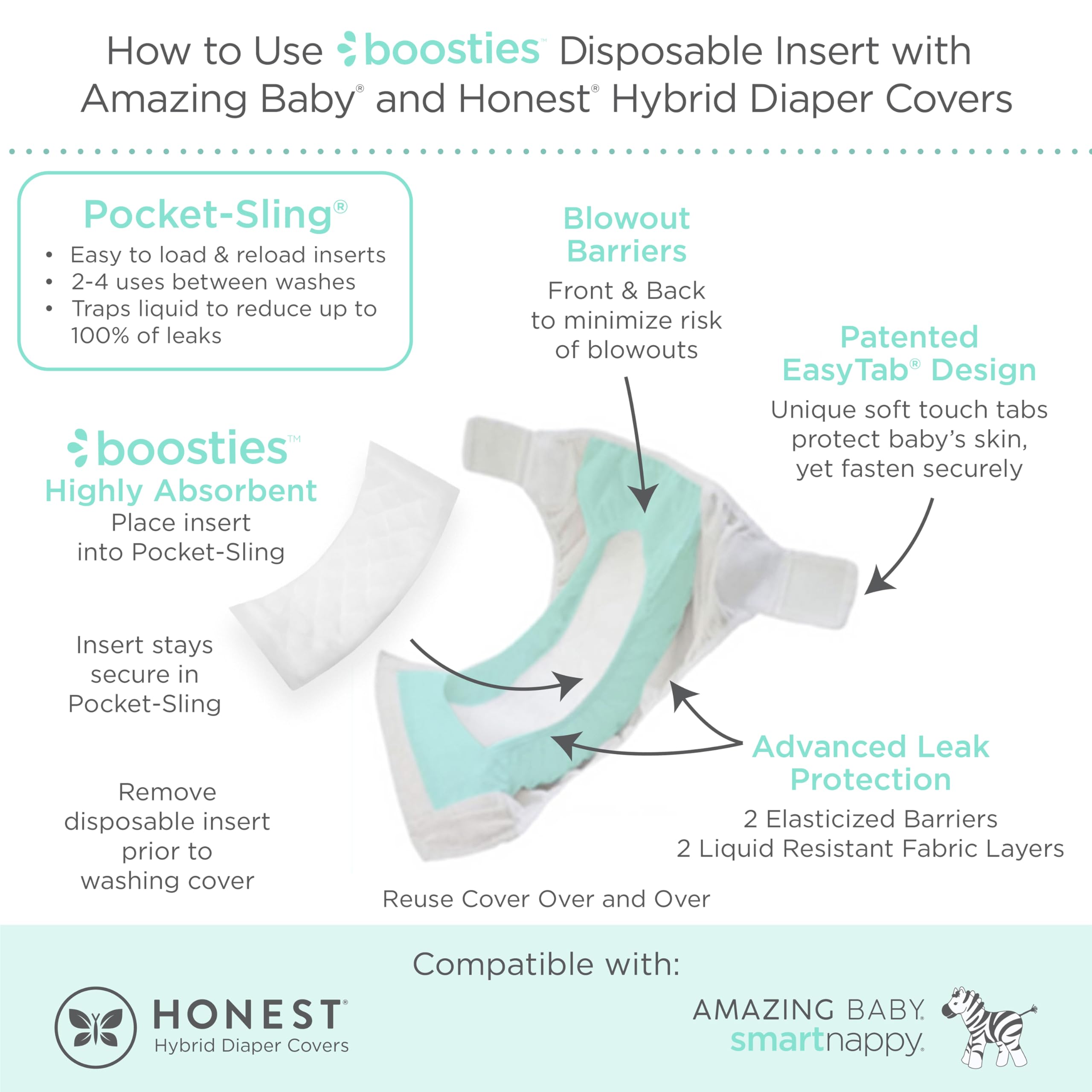 Amazing Baby Honest Hybrid diaper cover size small for reliable protection during sleep.