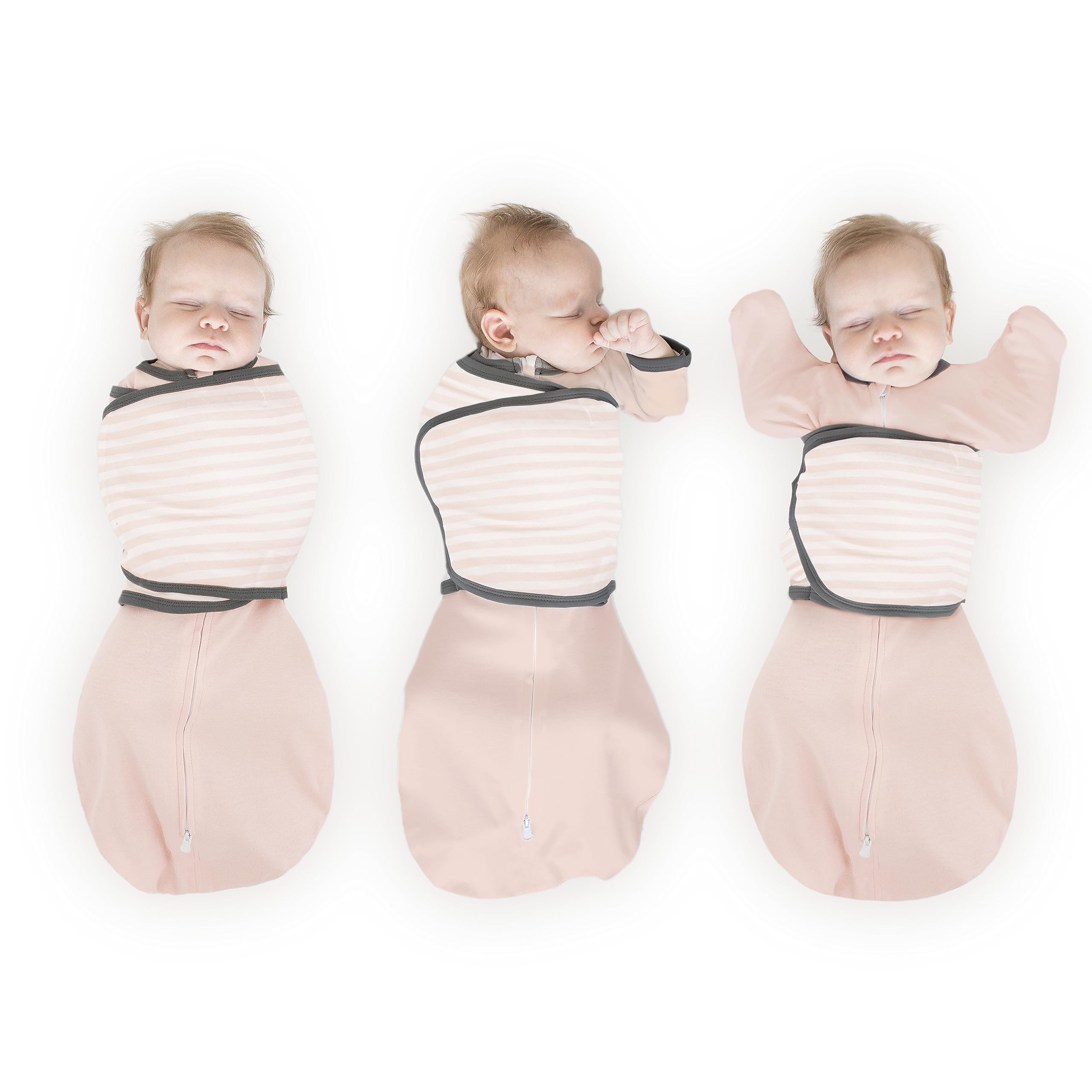 Amazing Baby Omni Swaddle Sack pink stripes for cozy, breathable newborn swaddling.