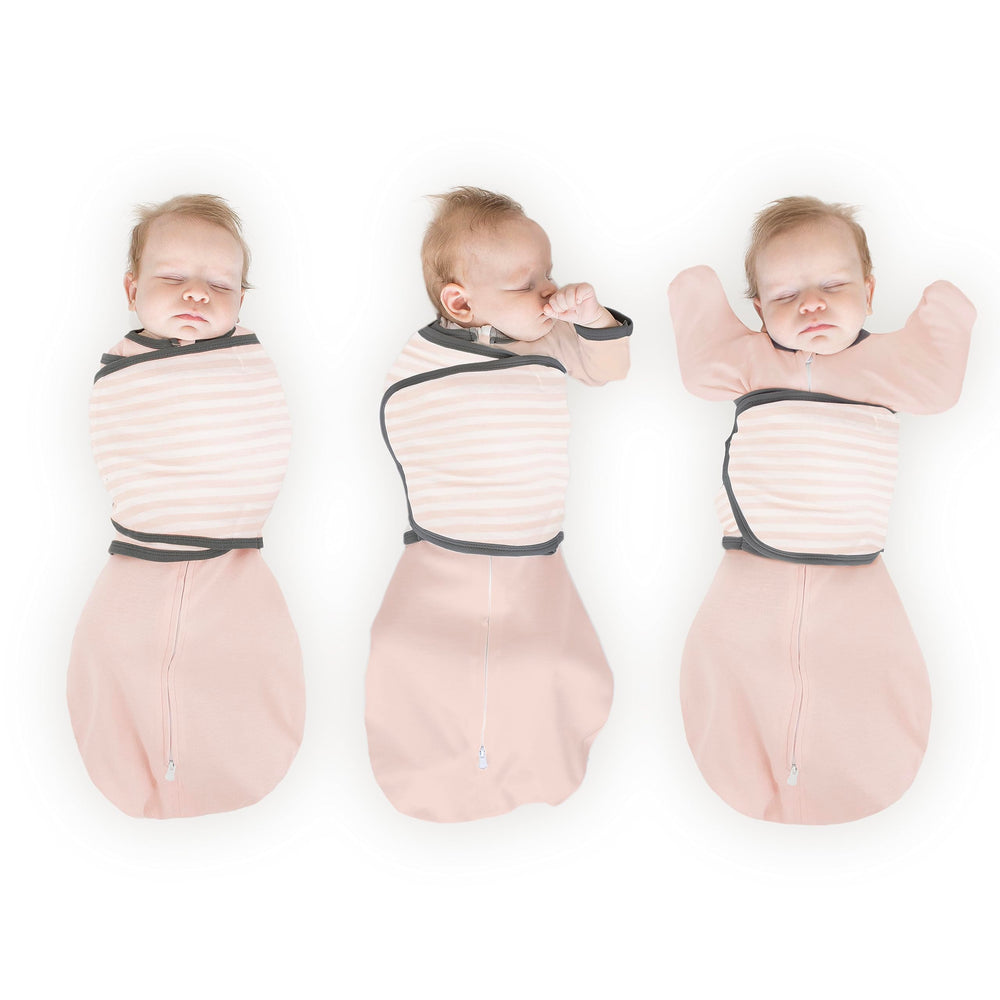 Amazing Baby Omni Swaddle Sack pink stripes for cozy, breathable newborn swaddling.