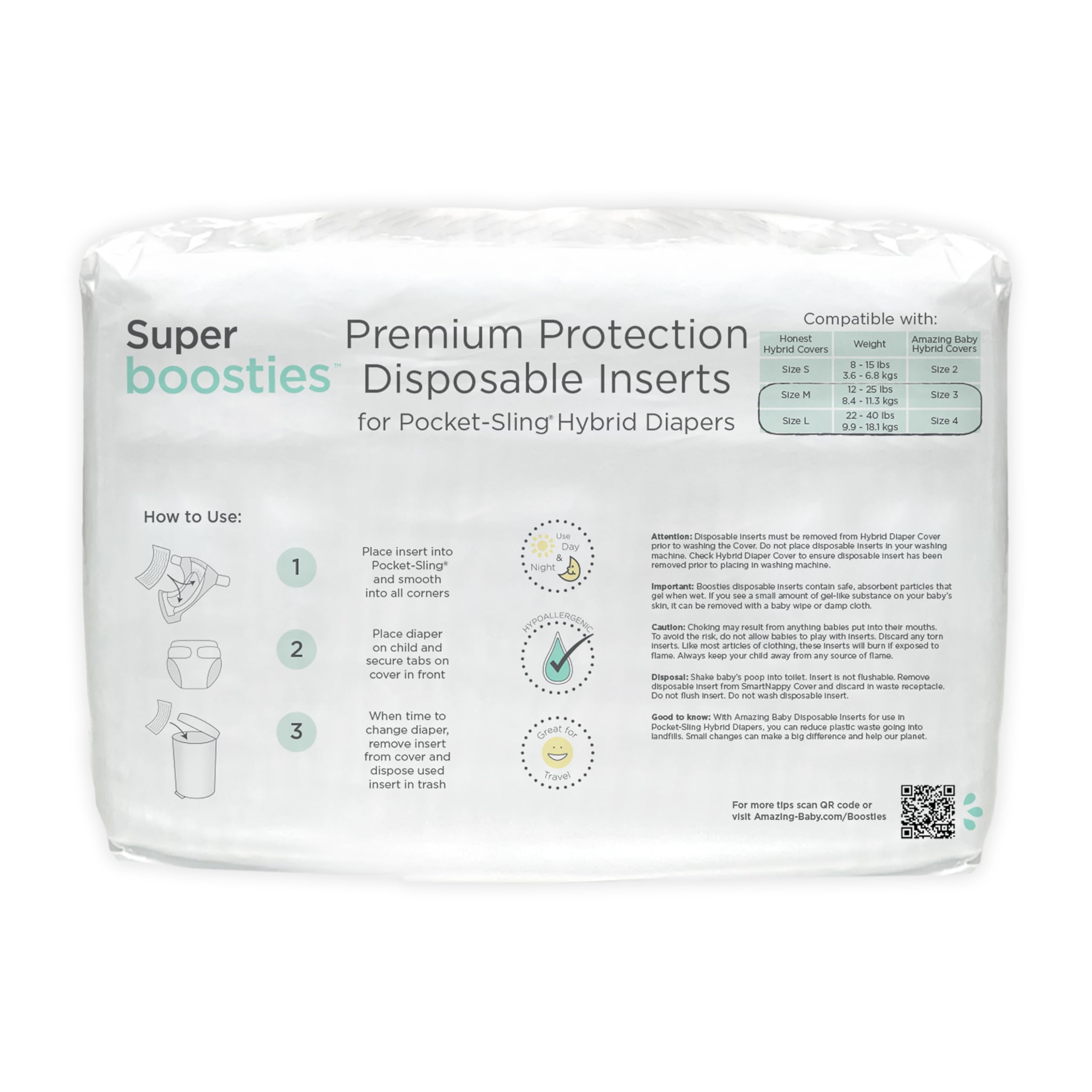 Amazing Baby pediatrician-tested hypoallergenic insert keeps delicate skin safe.