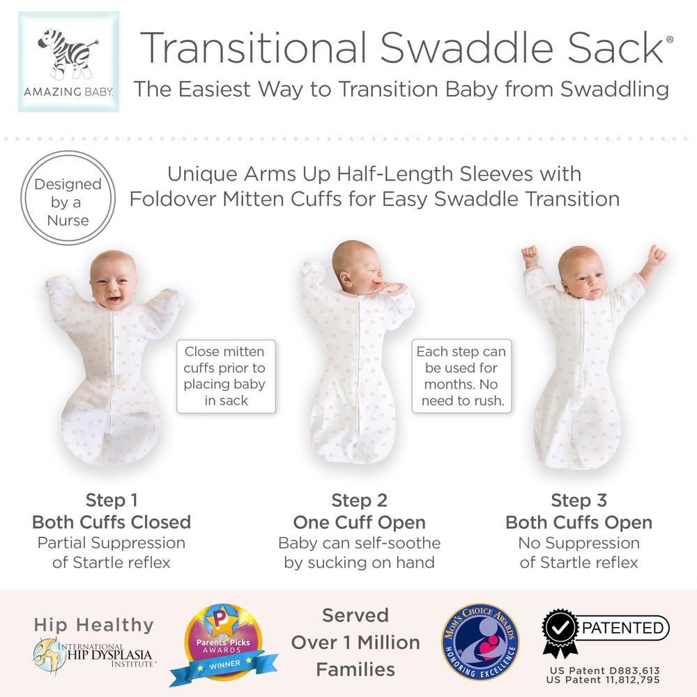 Amazing Baby Transitional Swaddle Sack mitten cuffs open for self-soothing