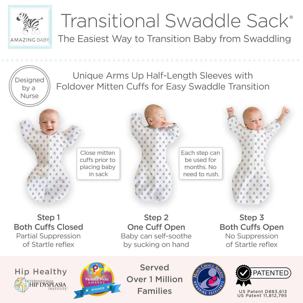 Amazing Baby Transitional Swaddle Sack hip-healthy design recognized by IHDI