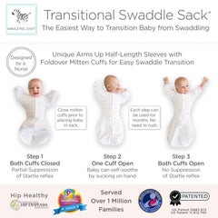 Amazing Baby Transitional Swaddle Sack hip-healthy badge signals safe transitional design.