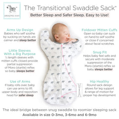 Amazing Baby transitional swaddle sack mitten cuffs enable hand-sucking self-soothe option