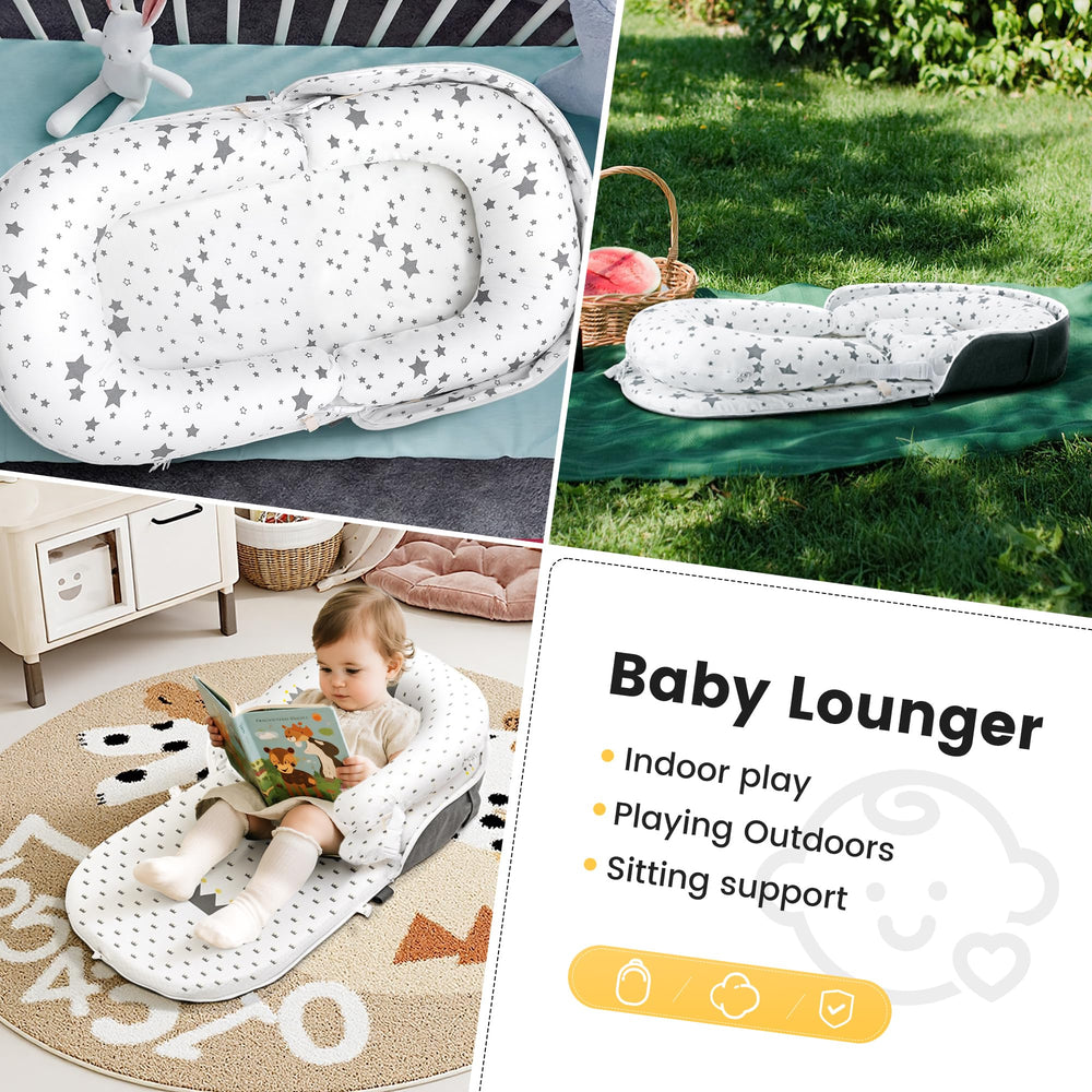AmazingLife Baby Lounger Star lightweight portable setup ideal for family trips.