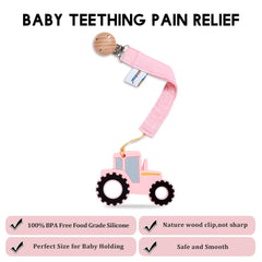 AmazingM baby-held teether-tractor pink ideal for on-the-go teething