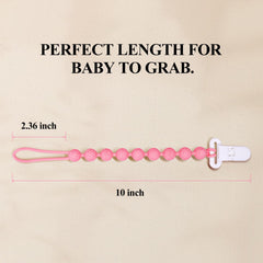 AmazingM BPA-free silicone pacifier clip product shot in pink