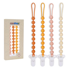 AmazingM brown silicone pacifier clip with round shape for easy pacifier keeping.