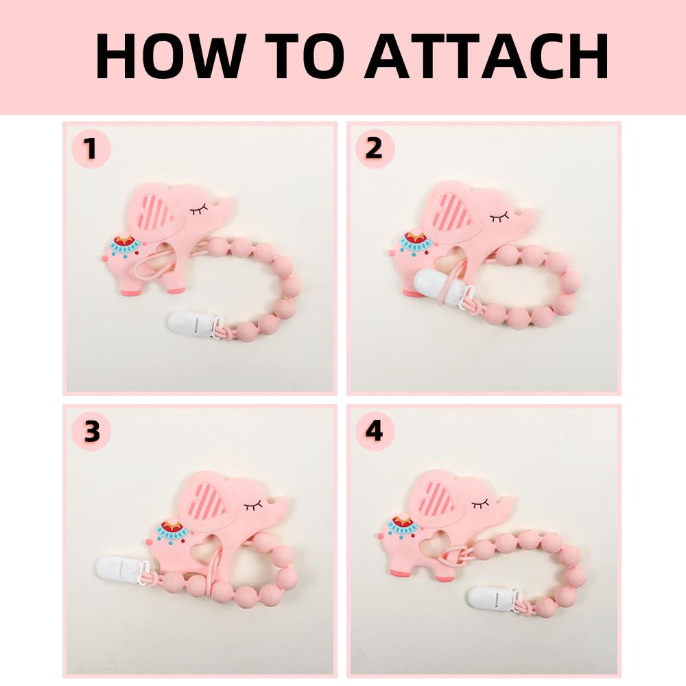 AmazingM clip-on teether attached to clothing to prevent drops