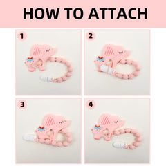 AmazingM clip-on teether attached to clothing to prevent drops