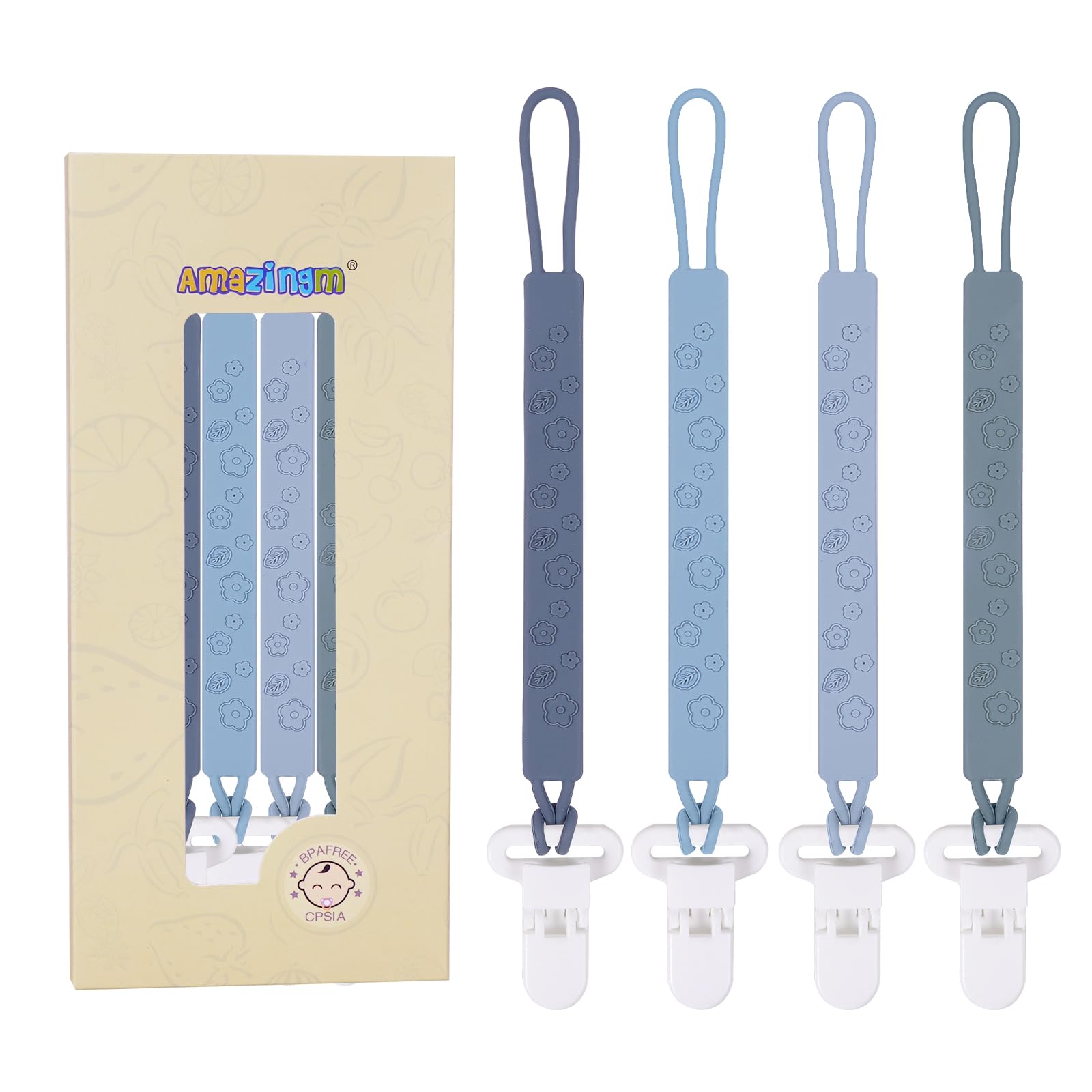 AmazingM durable clip design keeps pacifiers secure on busy days at home.