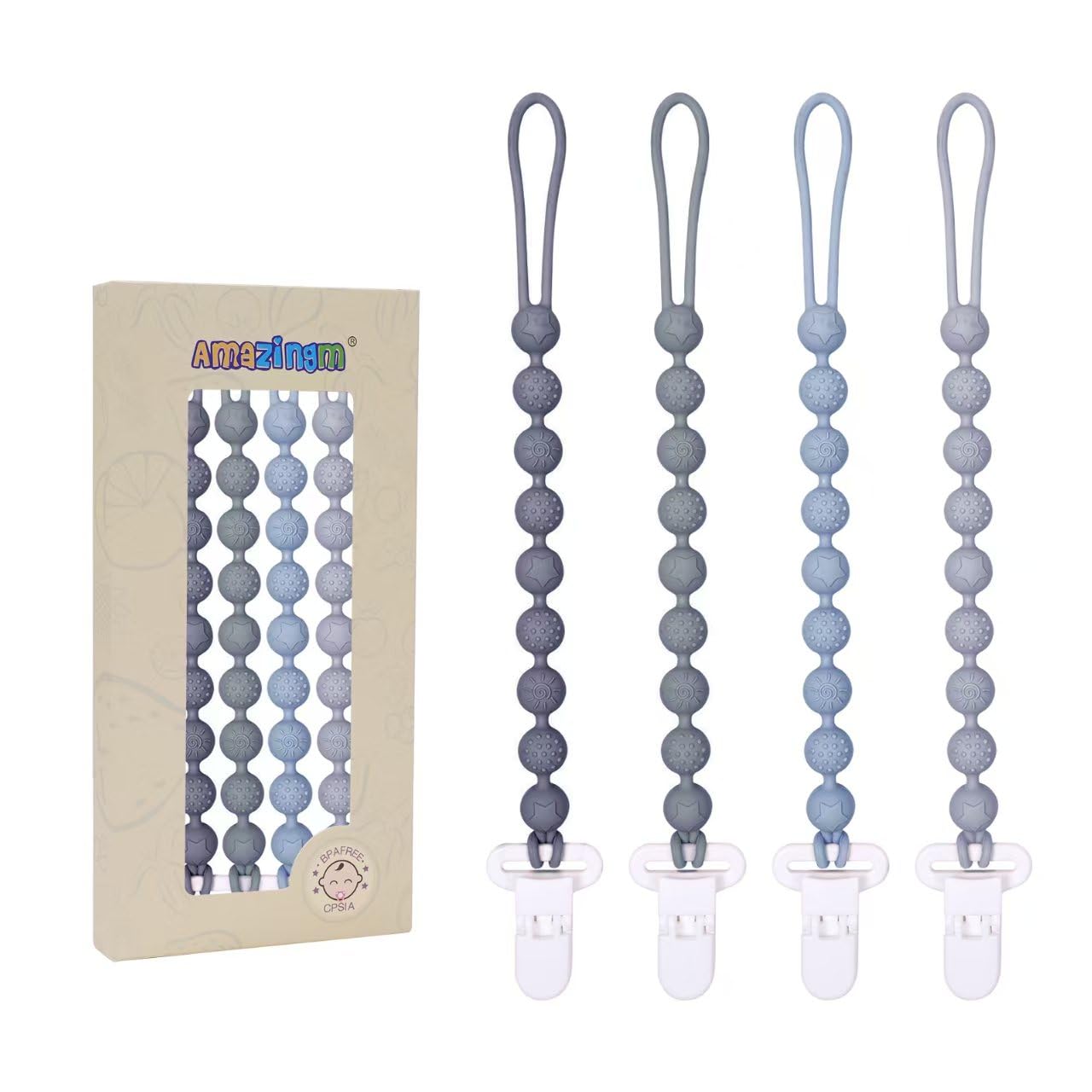 AmazingM pacifier clip gift set makes a thoughtful baby shower or milestone gift