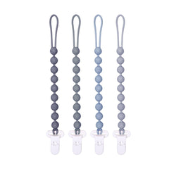 AmazingM gray silicone pacifier clip with round shape keeps pacifiers off the floor