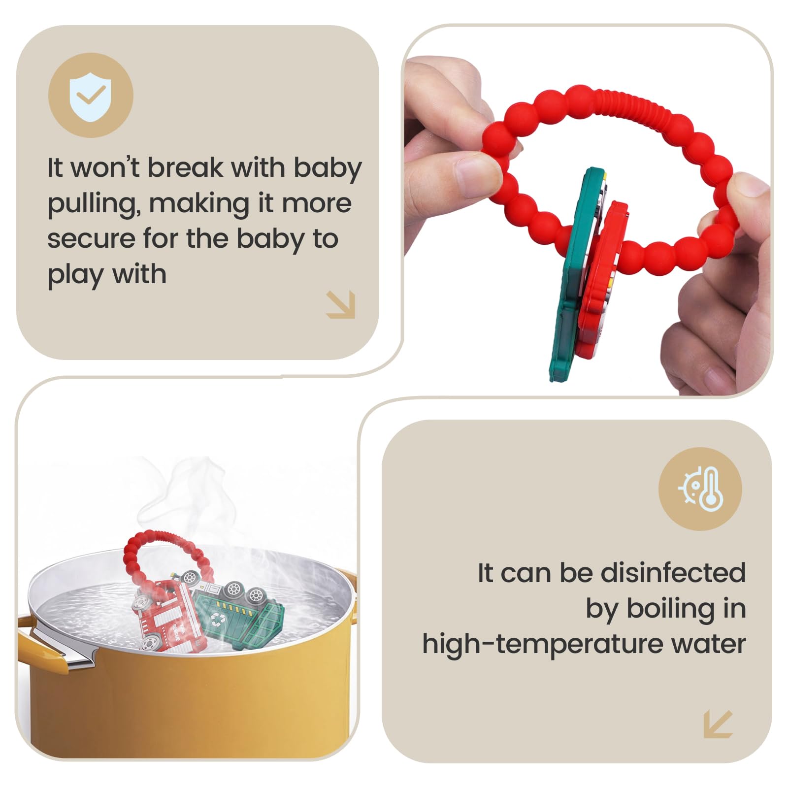 AmazingM lightweight teether shown in hand for easy grasp.