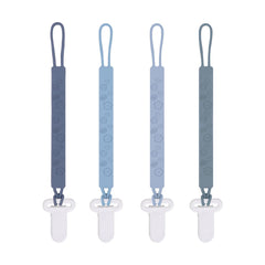 AmazingM one-piece silicone pacifier clip with flowers and leaves in gray keeps pacifiers within reach.