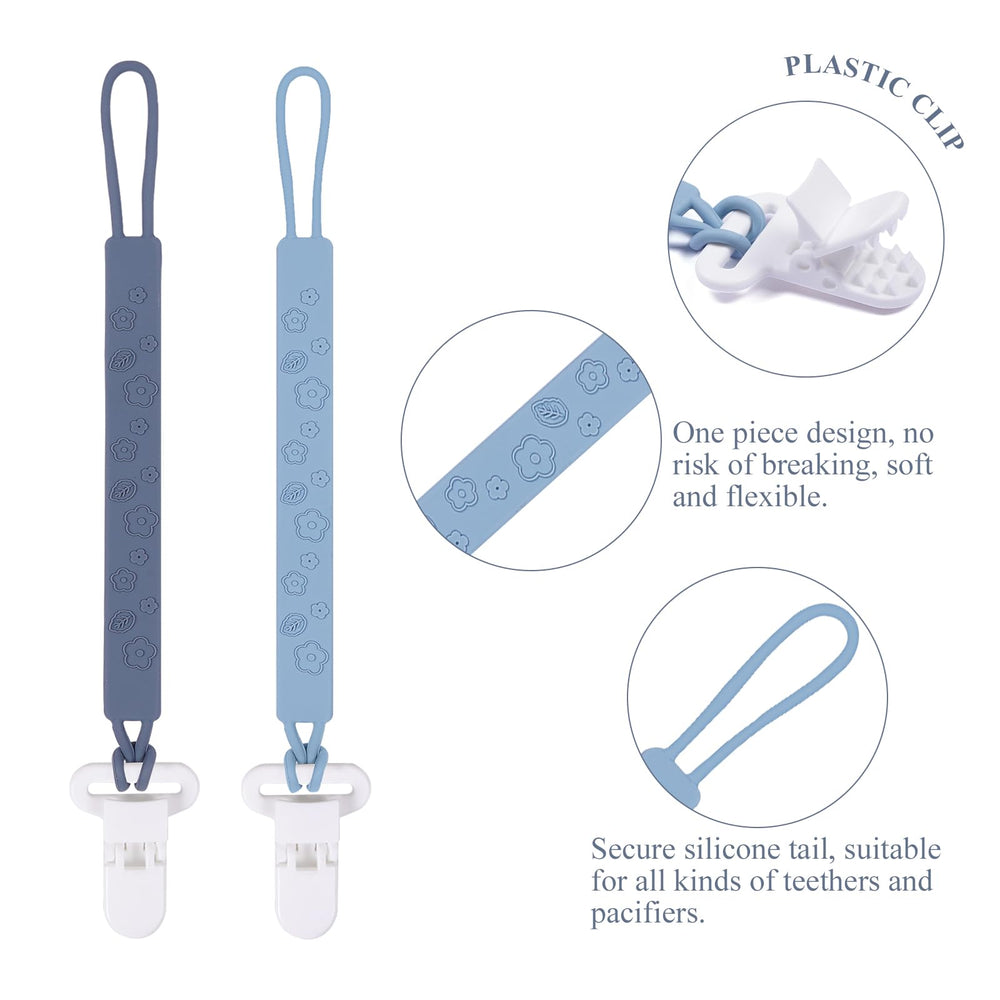 AmazingM pacifier clip holder gray clips easily to clothes, strollers, or blankets.