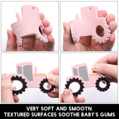 AmazingM pacifier-clip-tractor pink keeps pacifier secure for on-the-go