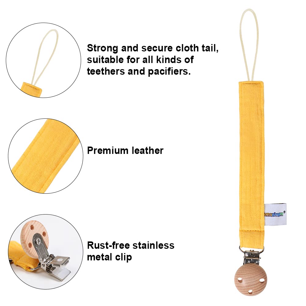 AmazingM pacifier clip yellow keeps the teether within reach during outings