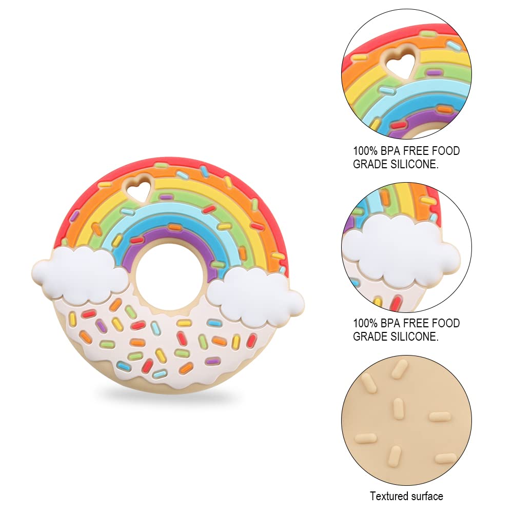AmazingM Rainbow Donut Teether handheld view—sensory-friendly design for focus.