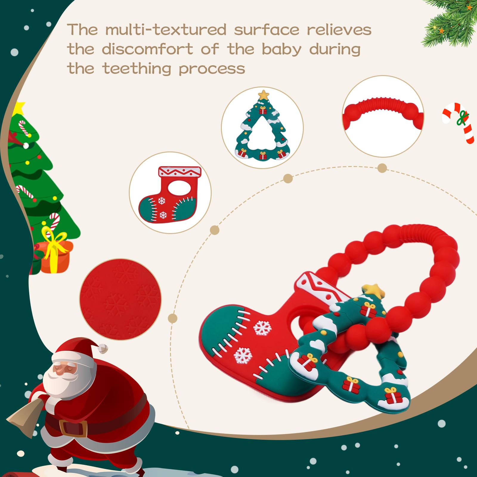 AmazingM silicone baby ring teether tree teether for early sensory play