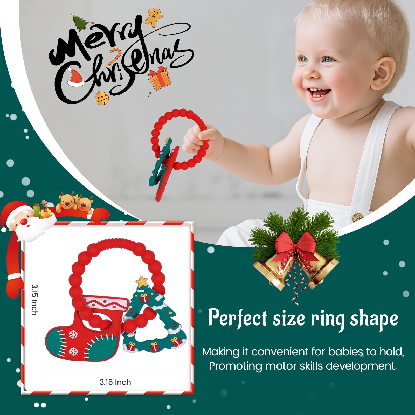 AmazingM silicone baby ring toy features an ergonomic grip for tiny hands