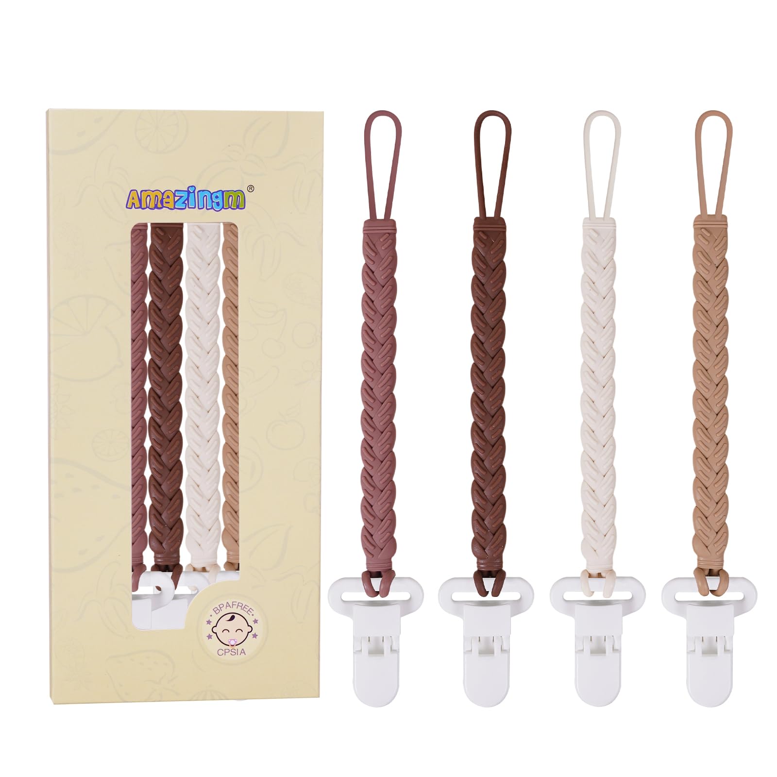 AmazingM size-compatible-pacifier-clip works with multiple pacifier sizes for growing babies.