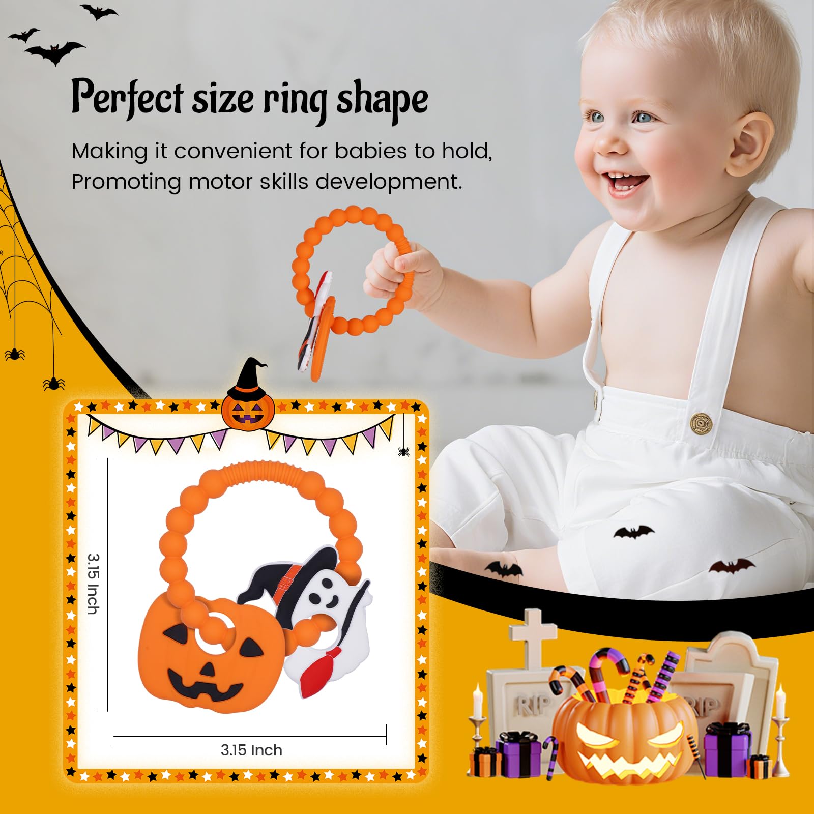 AmazingM textured-surface teether promotes touch exploration and sensory development during teething.
