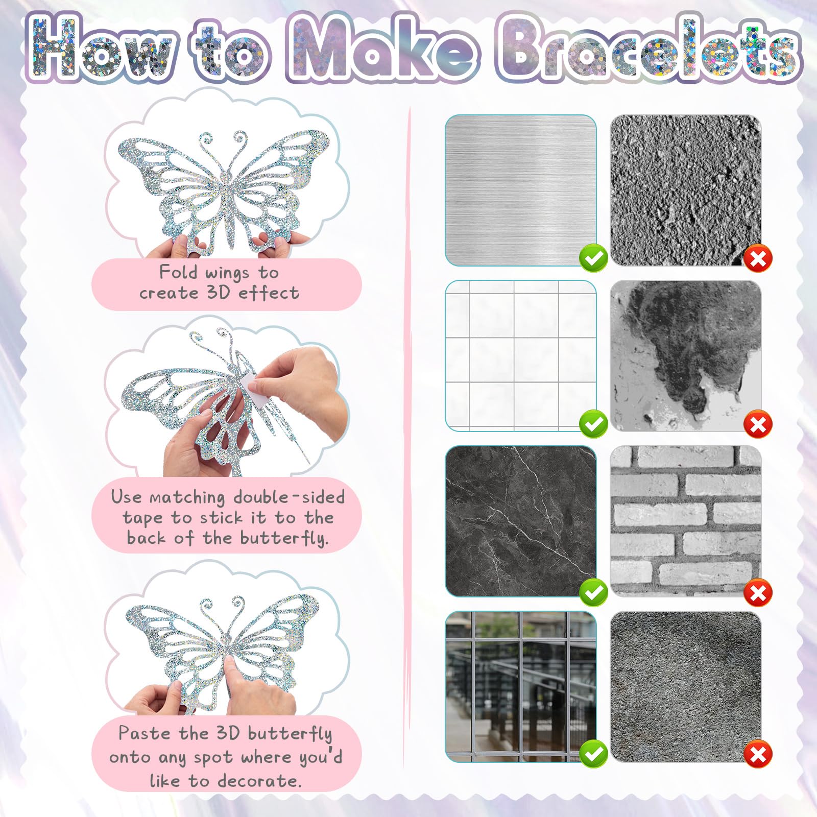 AmazingSpark sliver butterfly decor on walls for birthday backdrop ambiance