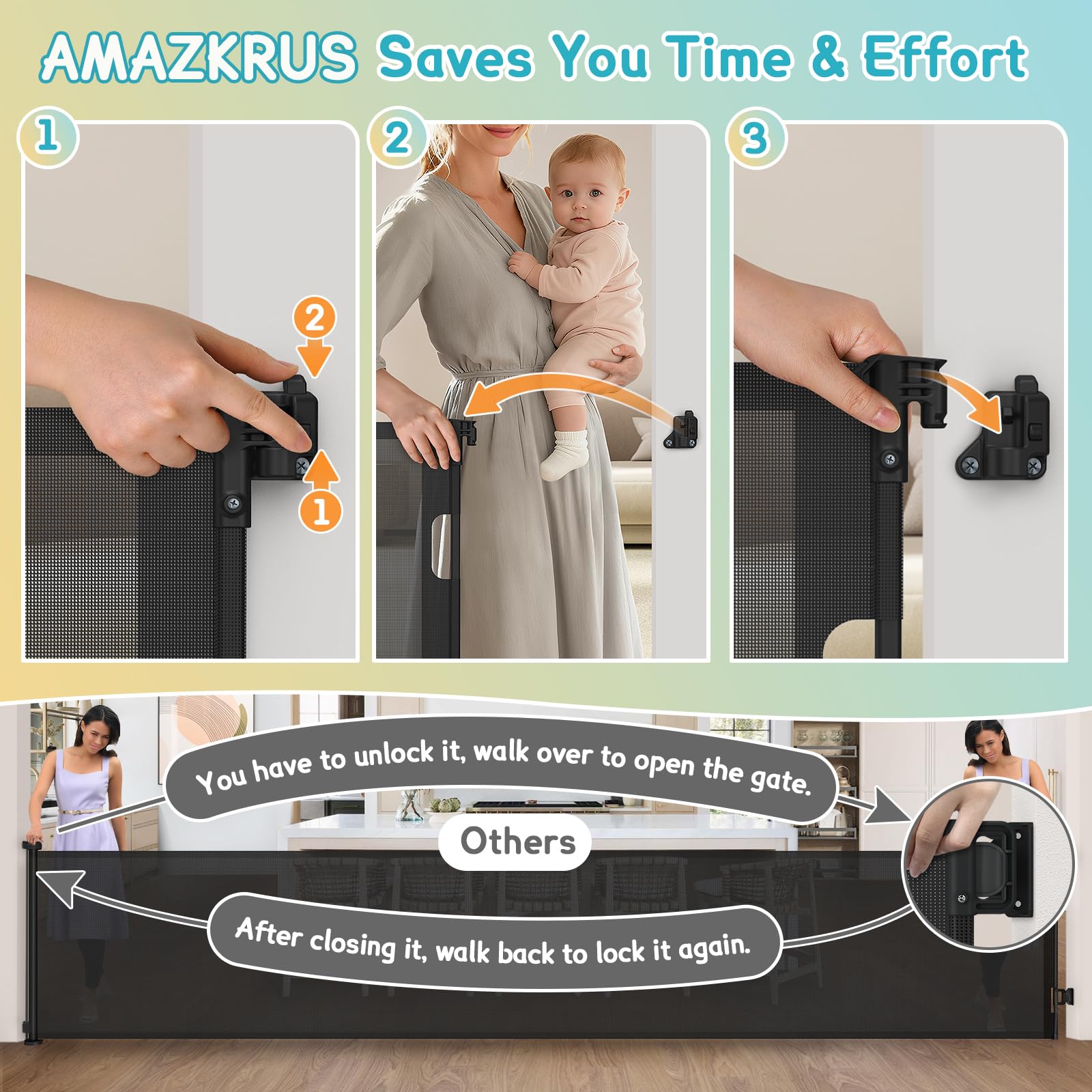 AMAZKRUS baseboard-fit brackets ensure safe installation without wall spacers