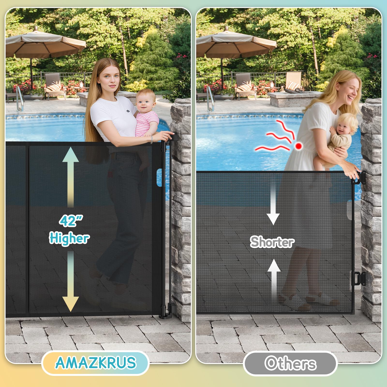 AMAZKRUS gate rolled and stored compactly when not in use.