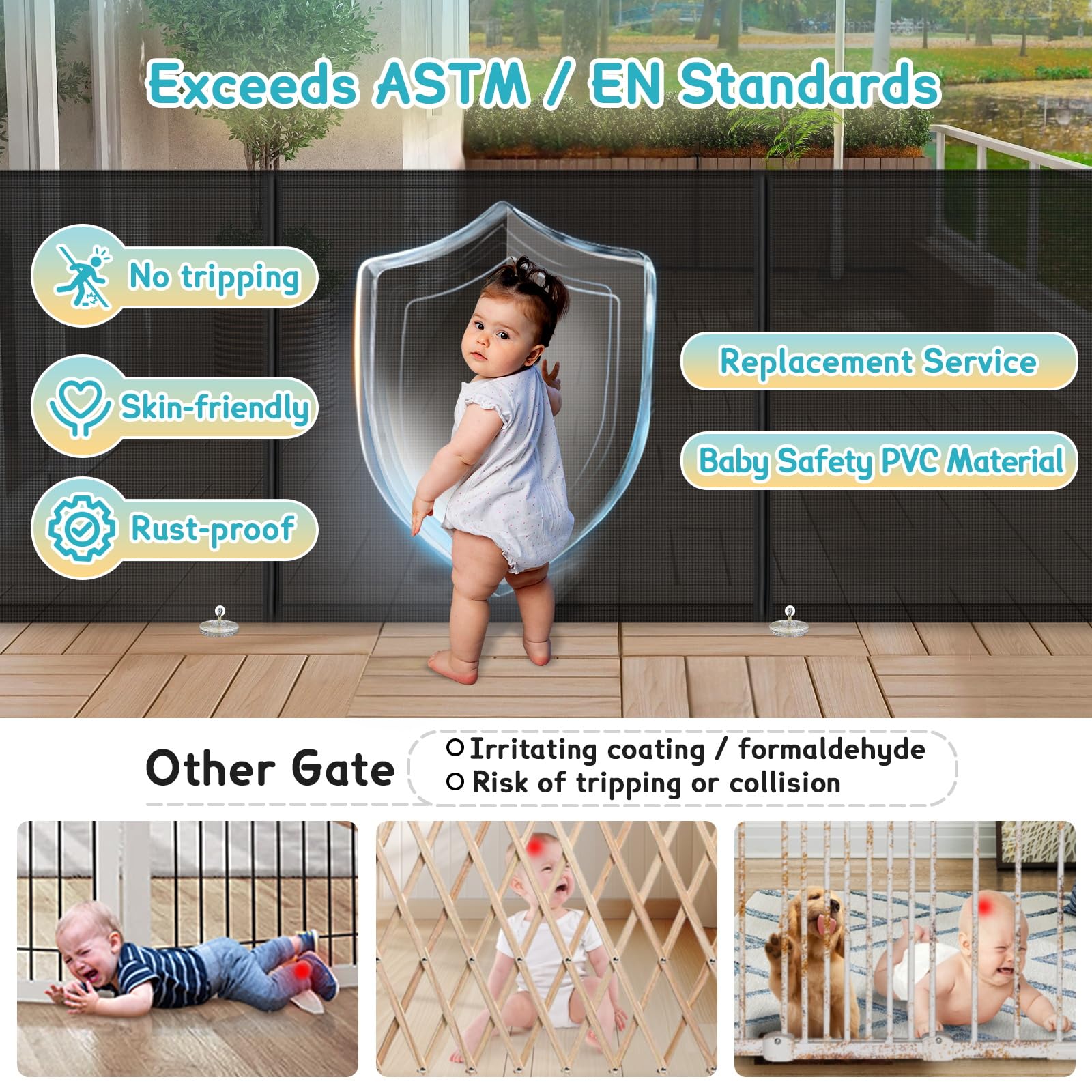 AMAZKRUS outdoor gate on patio demonstrates weather-friendly placement and versatile use.