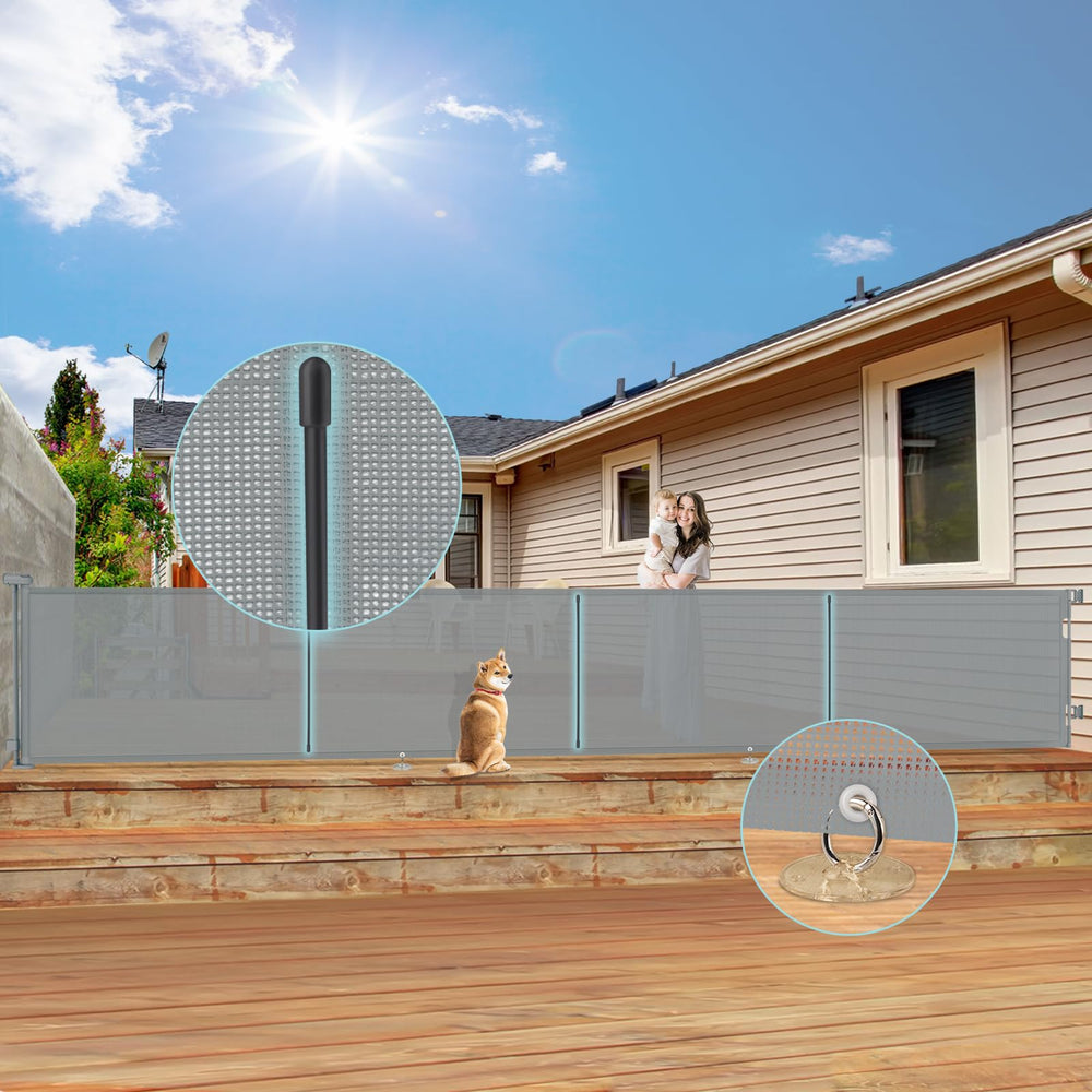 AMAZKRUS retractable baby gate wide 200-inch extension ideal for large openings.