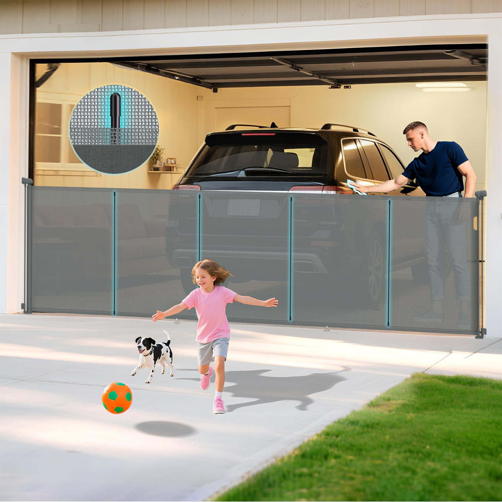 AMAZKRUS retractable gate extended for wide doorways and patios