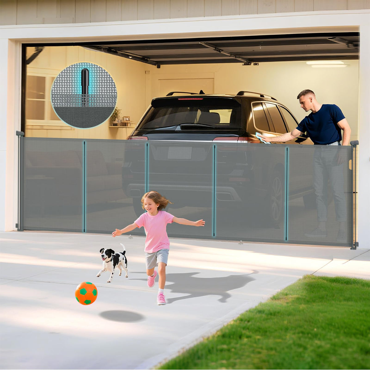 AMAZKRUS retractable gate extended for wide doorways and patios