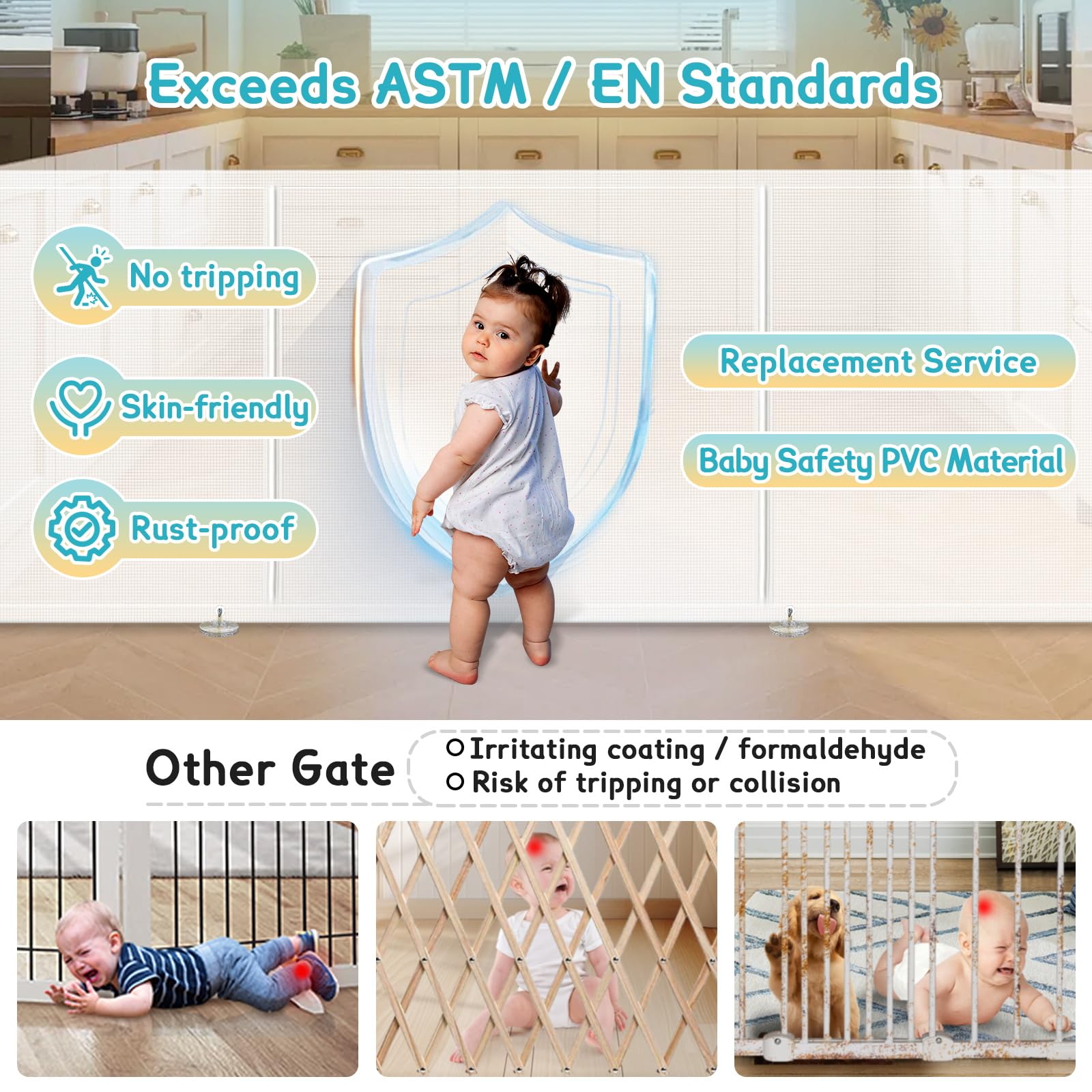 AMAZKRUS retractable gate suitable for indoor and outdoor use.