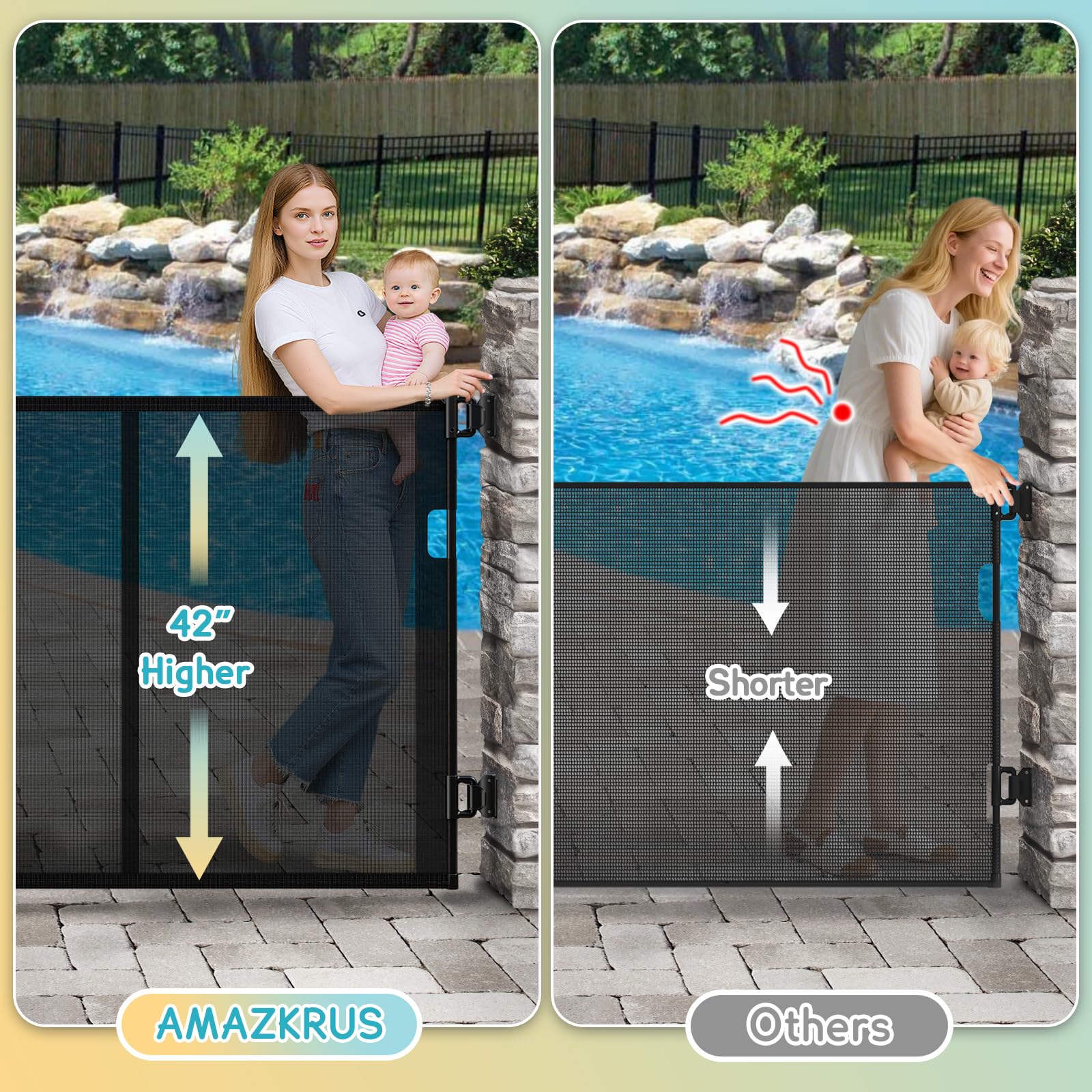 AMAZKRUS retractable gate keep open yet child-safe in living space