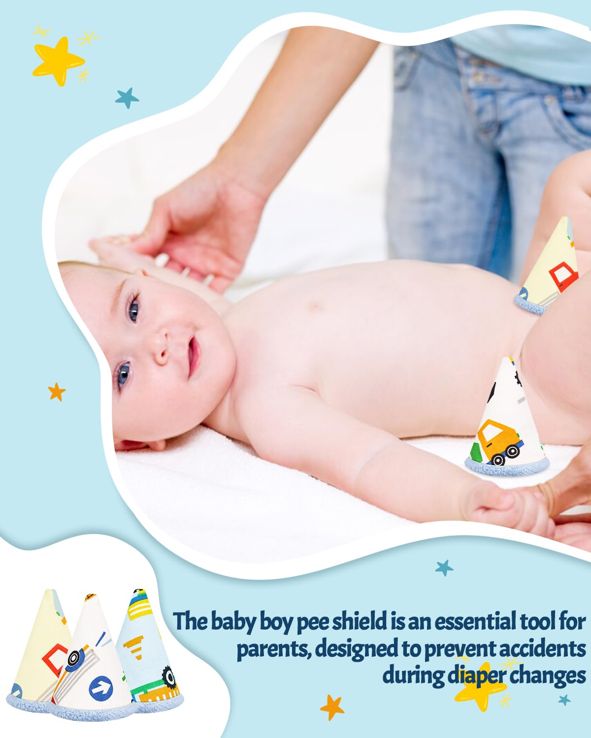 AMAZYC-US pee teepee cone-shape baby boy seals messes during diaper changes