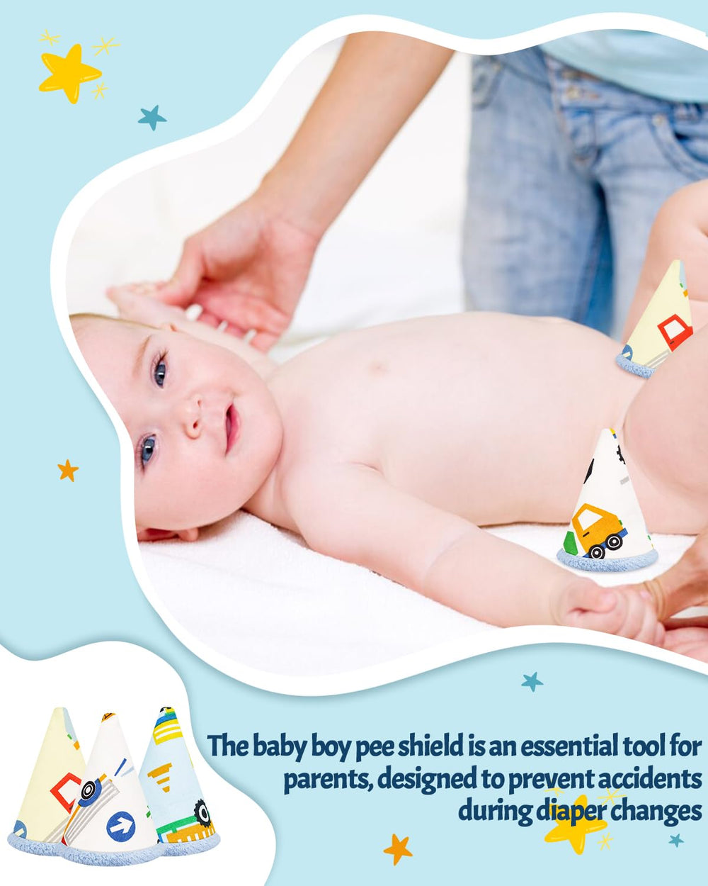 AMAZYC-US pee teepee cone-shape baby boy seals messes during diaper changes