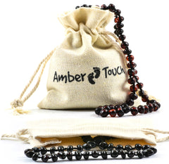Amber Touch Baltic Amber Necklace Black 13in on display for timeless everyday style