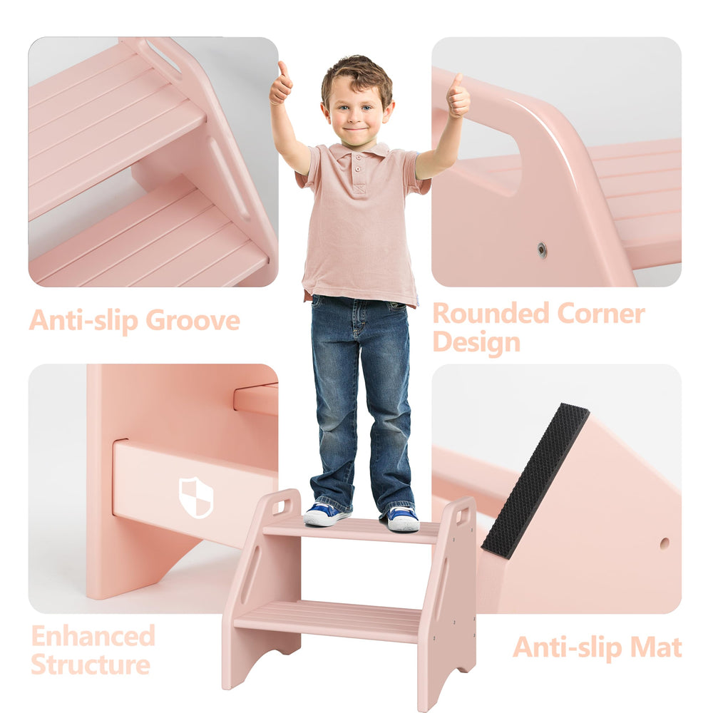 AMBIRD bamboo step stool kitchen use showcases compact height for sink access.