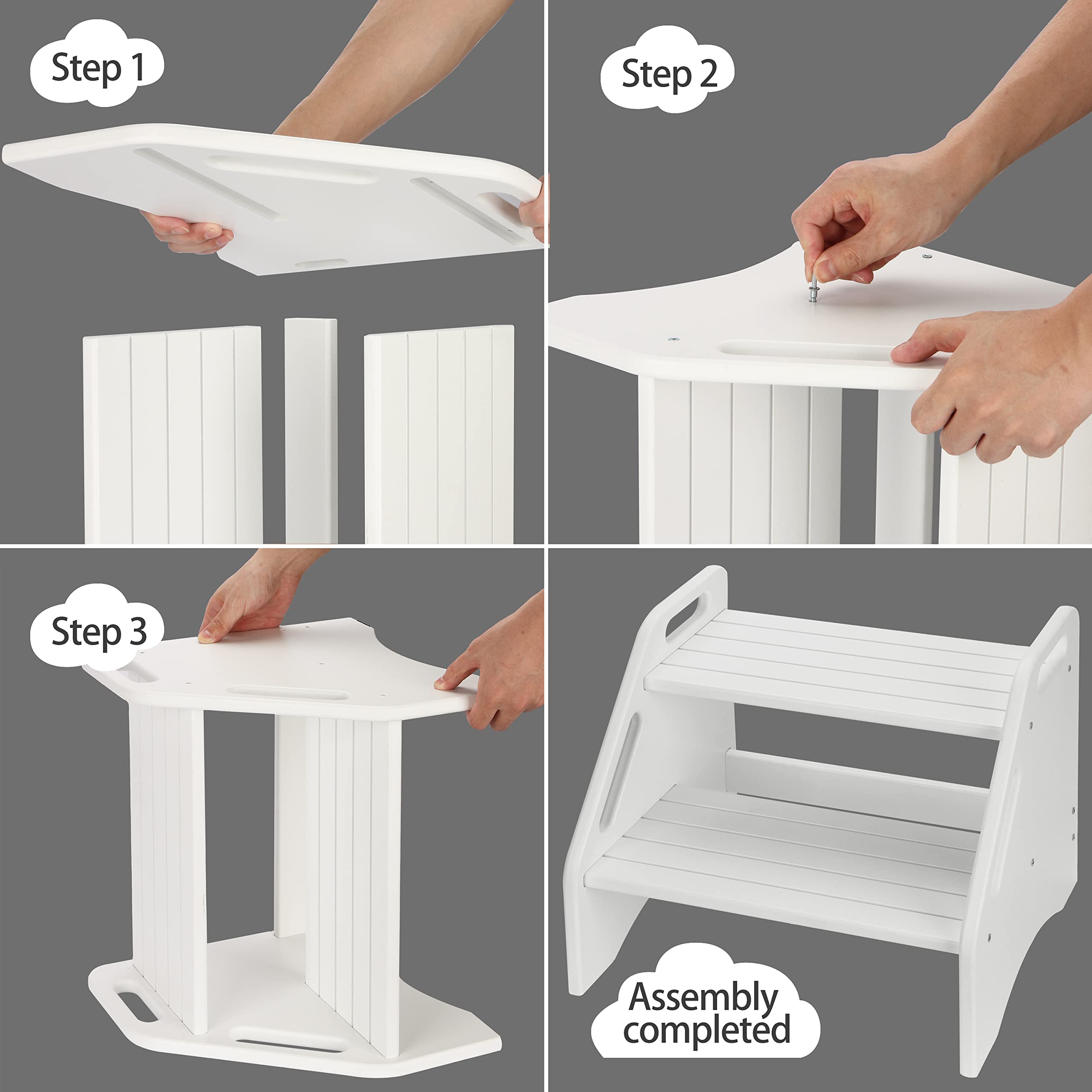 AMBIRD bamboo stool non-slip-pads closeup highlights secure footing on slippery surfaces
