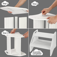 AMBIRD bamboo stool non-slip-pads closeup highlights secure footing on slippery surfaces