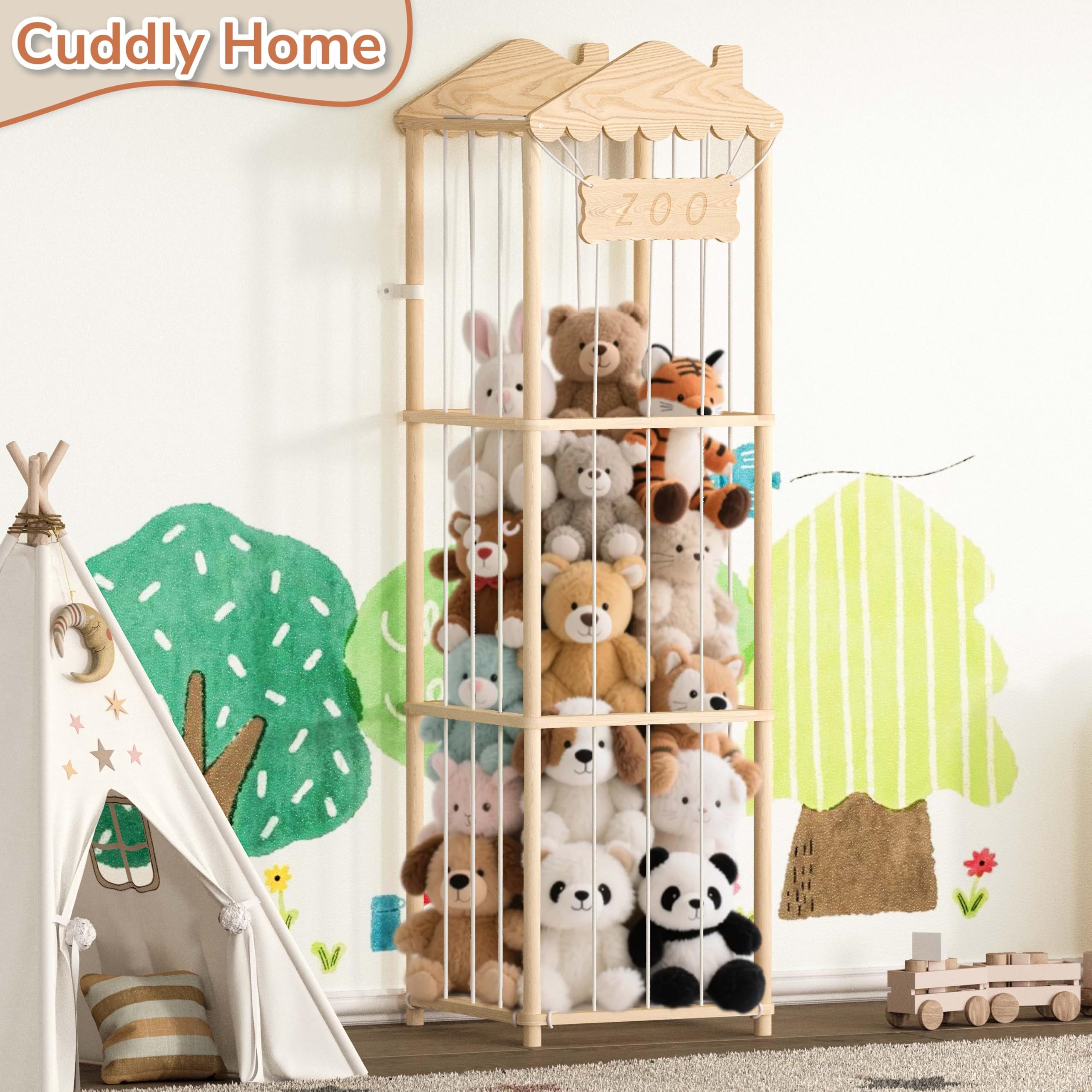 AMBIRD multi-functional toy organizer also holds blankets and pillows