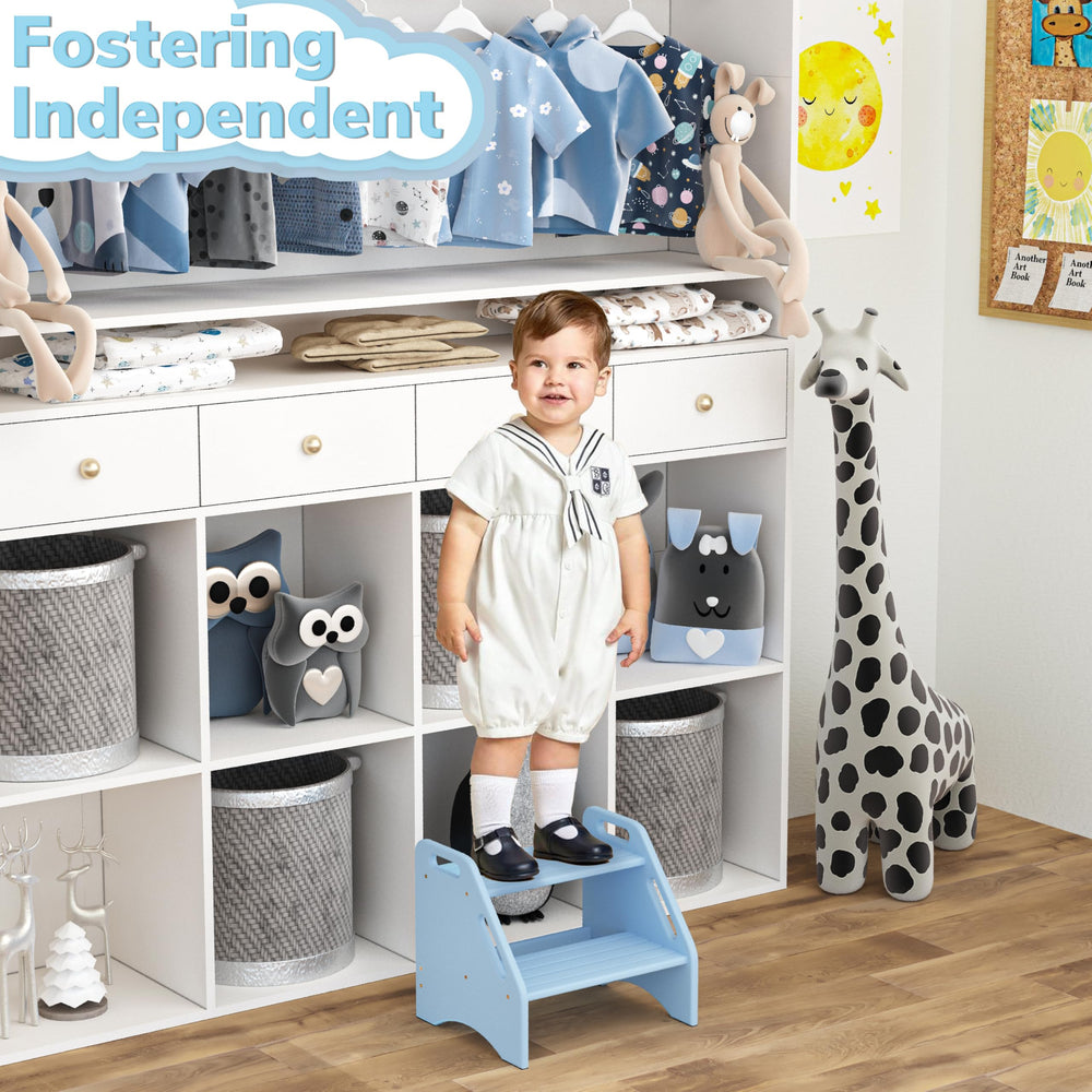 AMBIRD sky-blue stool brings cheerful height for kids’ routines.