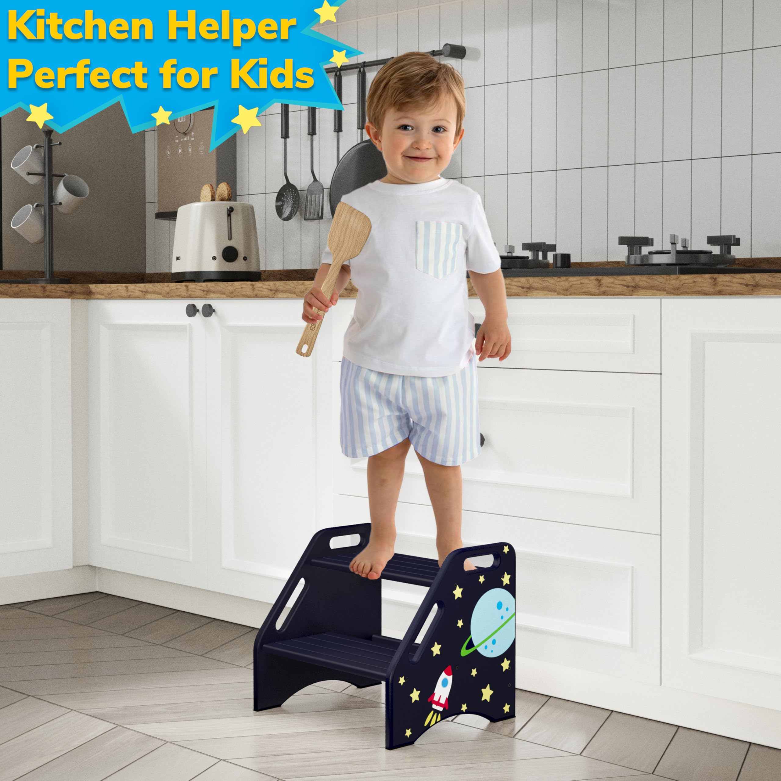 AMBIRD toddler step stool assembly process shows easy setup in minutes