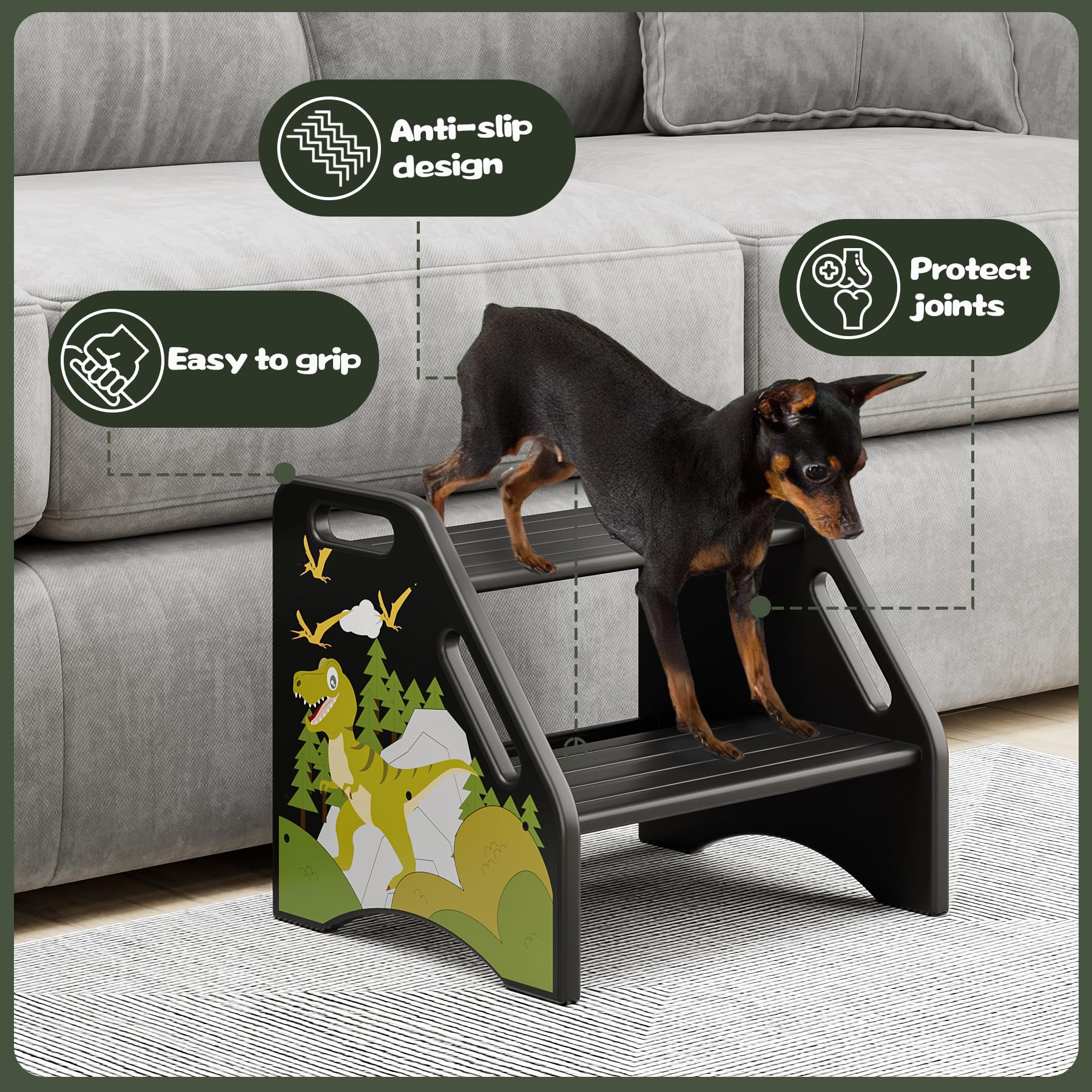 AMBIRD two-step stool with wide base for stable footing