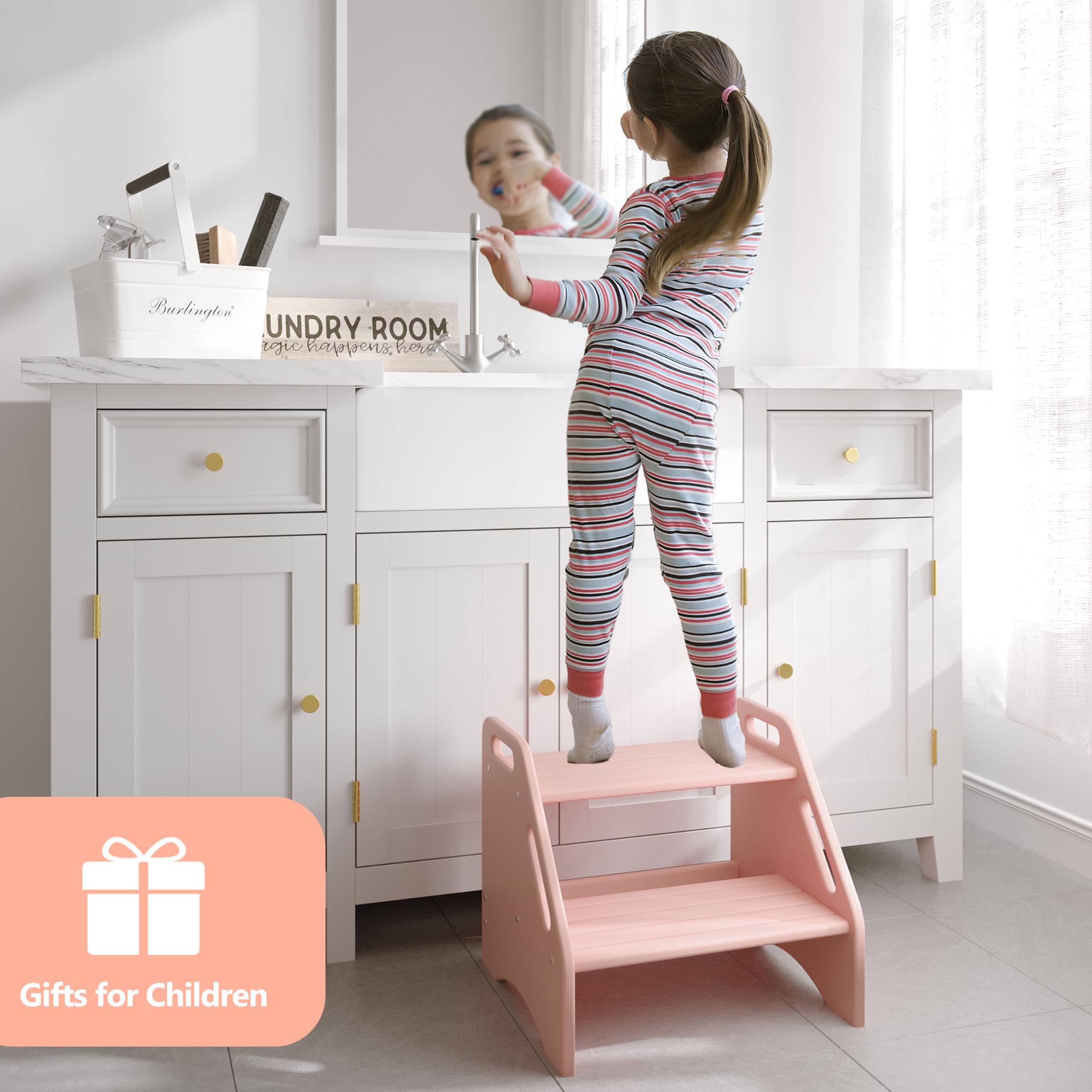 AMBIRD wooden stool supports up to 300 lbs, versatile for adults.