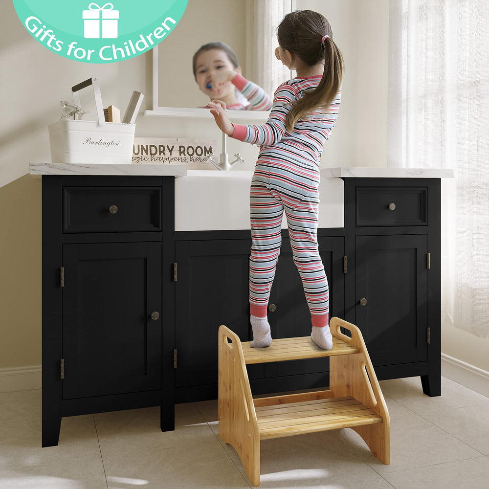 AMBIRD Wooden Step Stool durability image hints at reliable weight-bearing design
