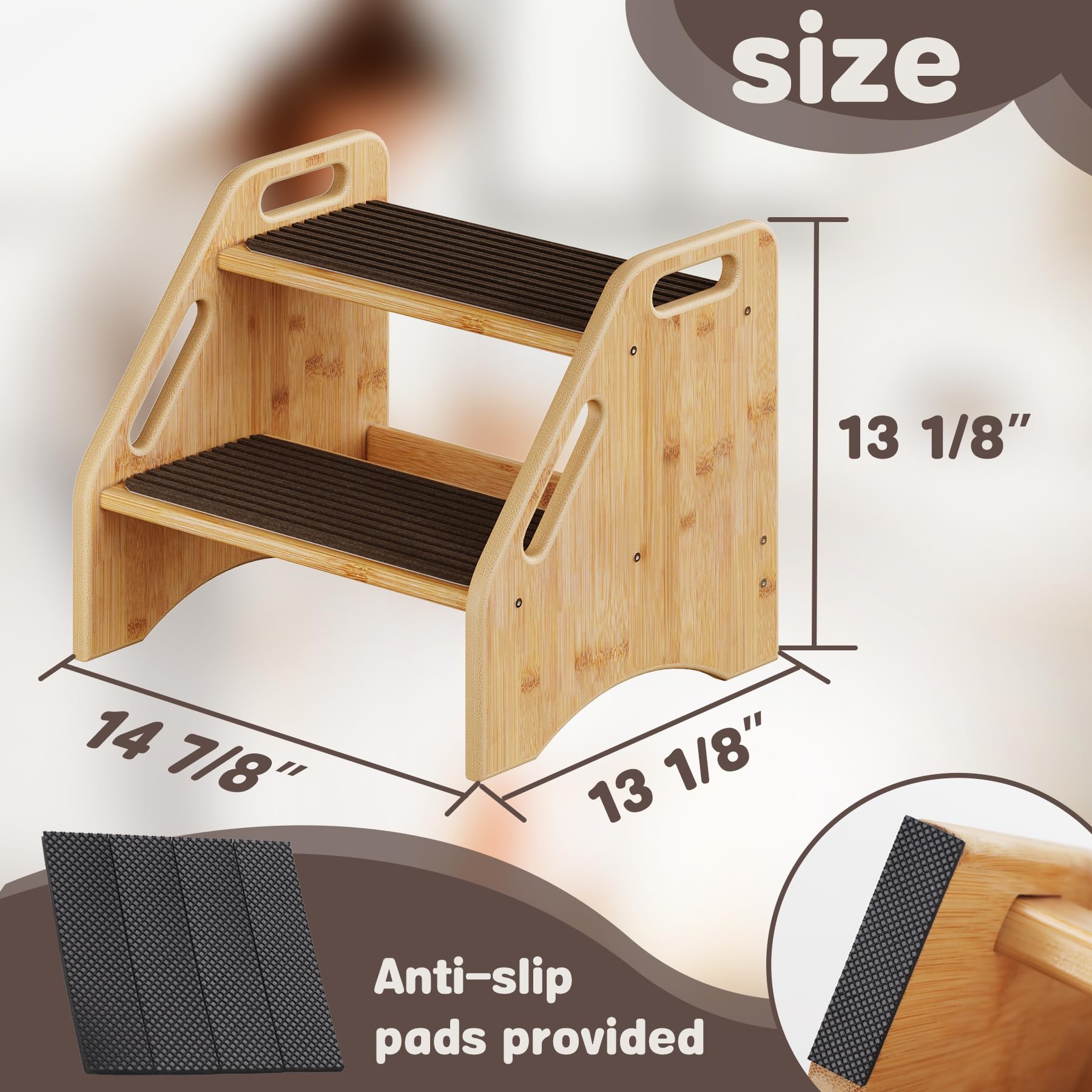 AMBIRD bamboo stool kitchen-use highlights easy counter access for cooking and cleaning routines
